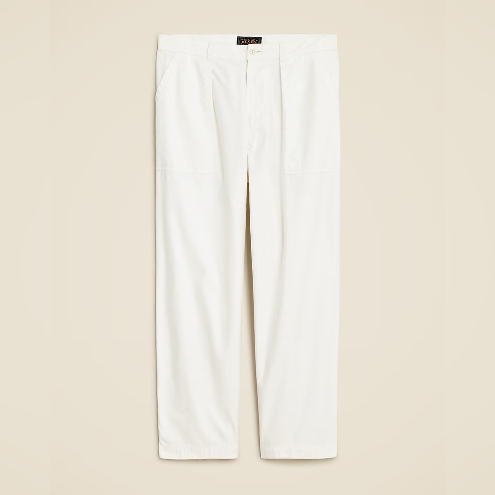J. Crew BEAMS cotton sateen pleated baker pant